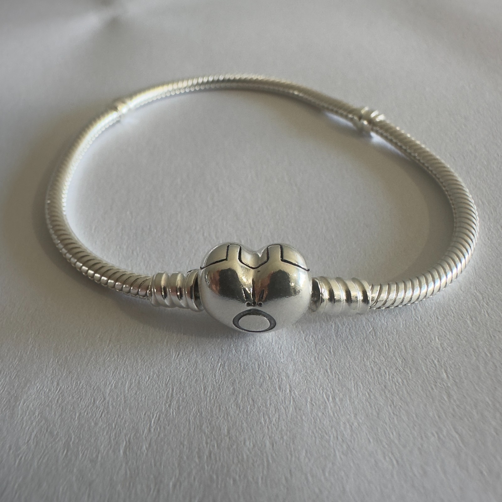 NEW Authentic Pandora Silver Bracelet HEART CLASP #590727CZ, Clear CZ