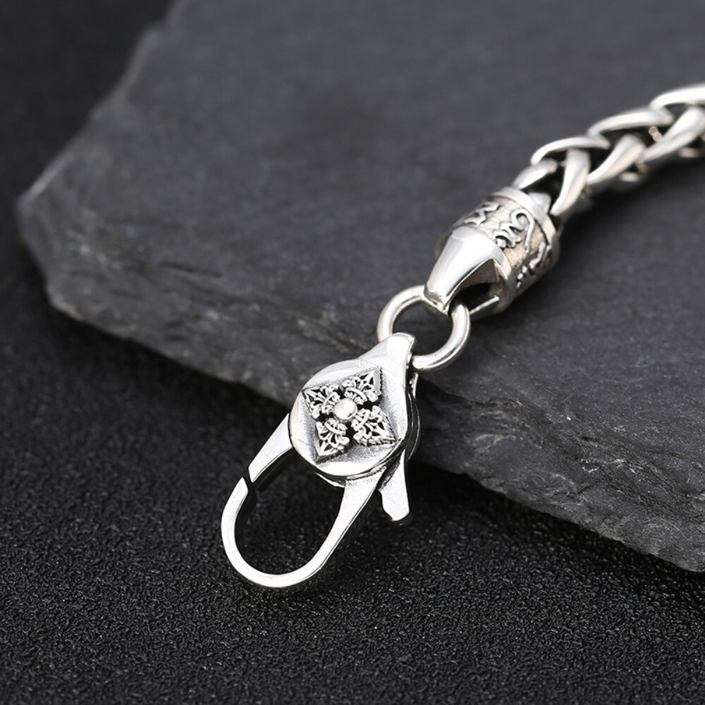Solid 925 Sterling Silver 5mm Square Wheat Link Chain Men’s Bracelet 7.08-8.26″L