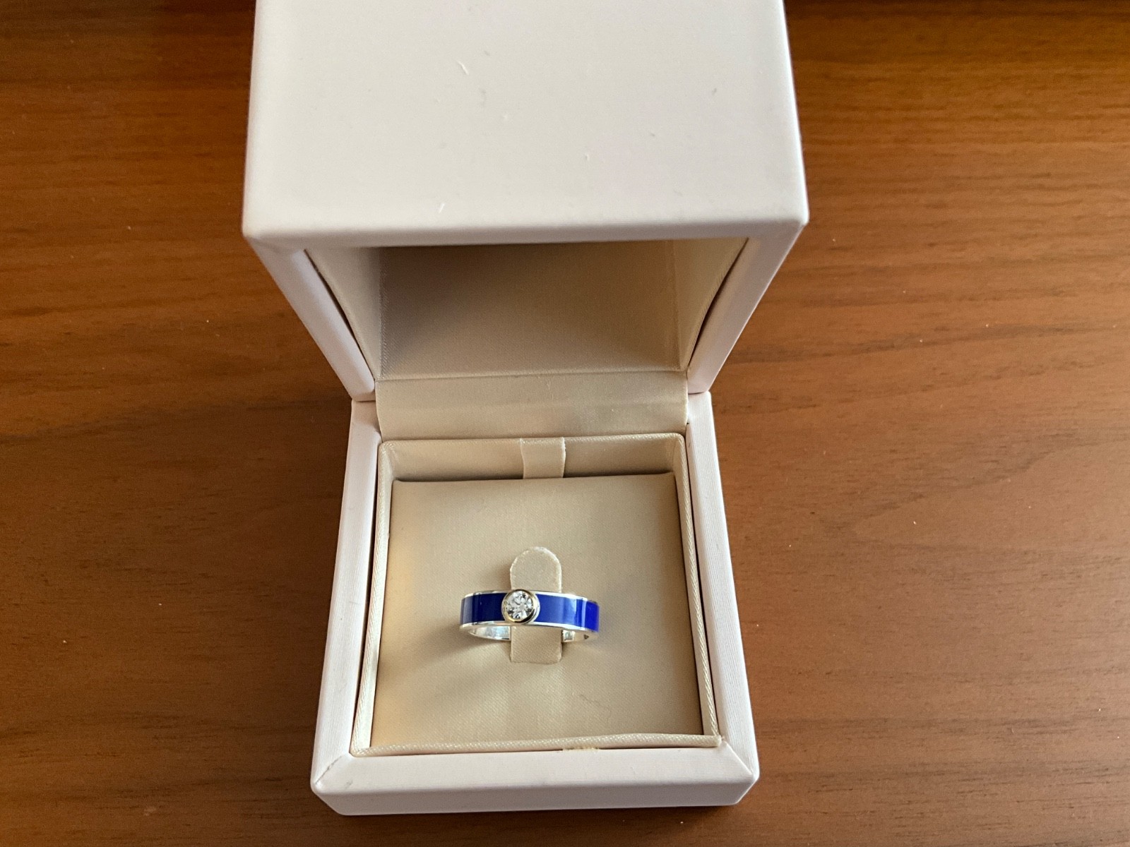 Vida SS Enamel and Lab Grown Diamond Ring