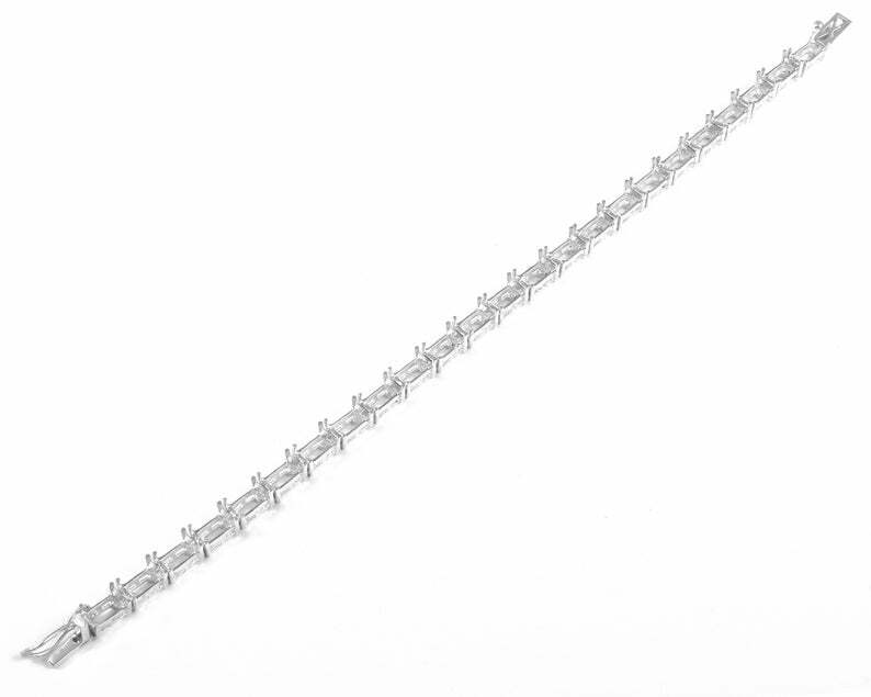Semi Mount Bracelet 4×6 mm Octagon Sterling Silver Semi Mount Bracelet 7.5 Inch