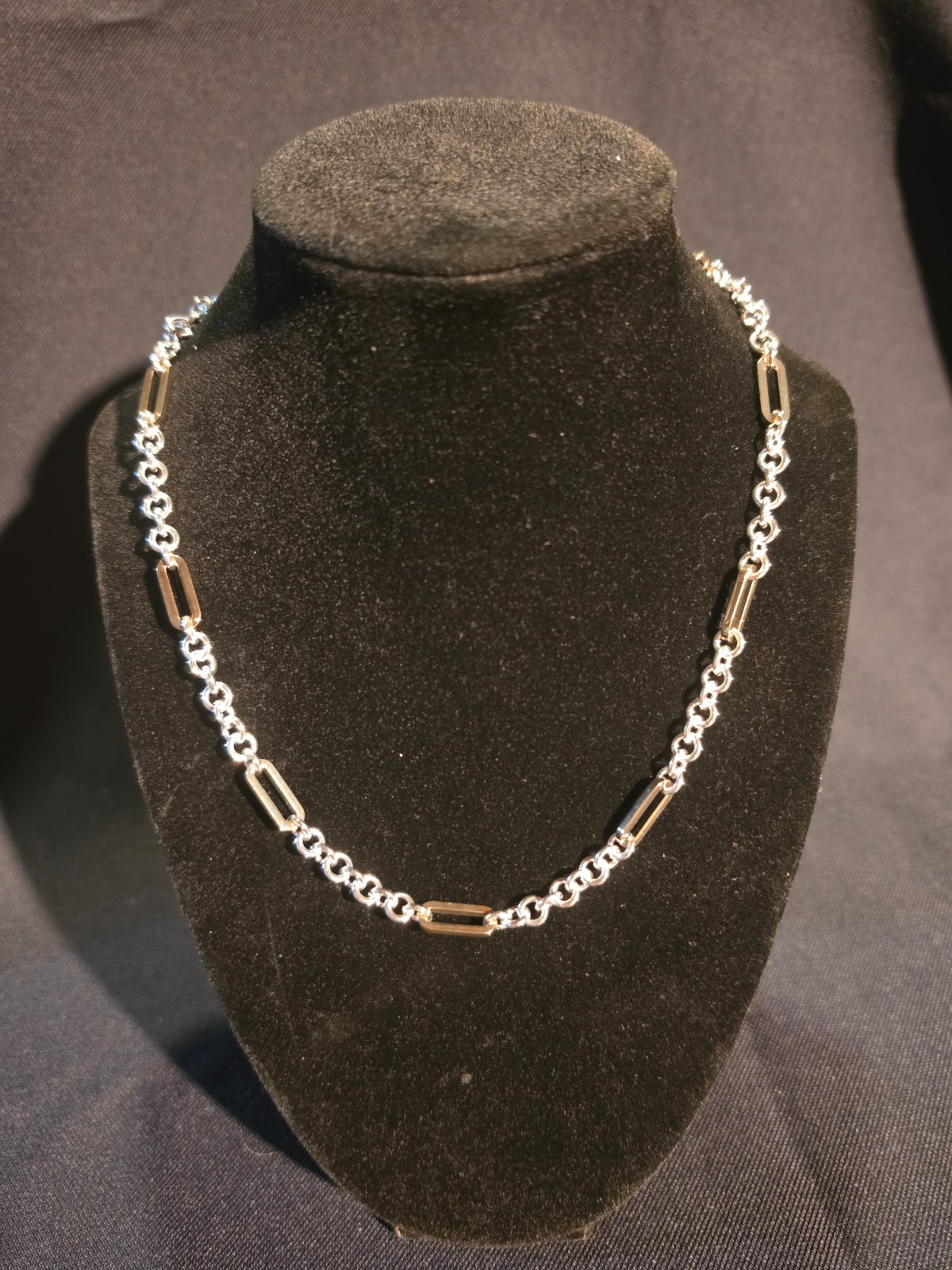 Lauren Ralph Lauren LRL Two Tone Paperclip Link Chain Necklace Silver Gold 17″