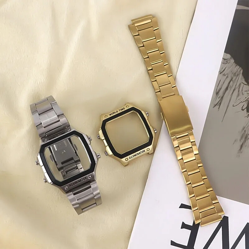 Stainless steel shell+metal strap suitable for Casio AE1200 AE1300 modification-