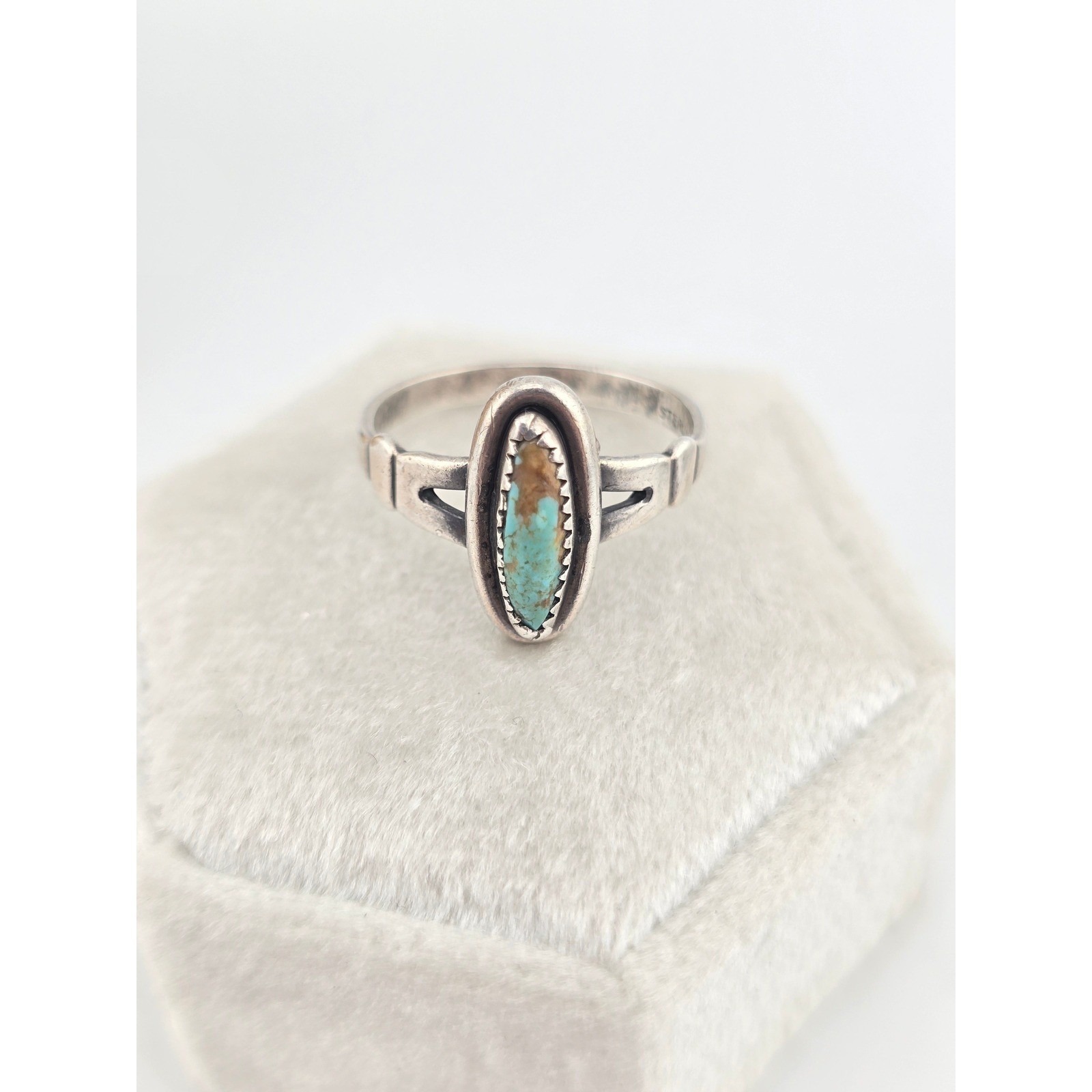 Vintage Navajo Bell Turquoise Sterling Silver Ring – Size 5.5