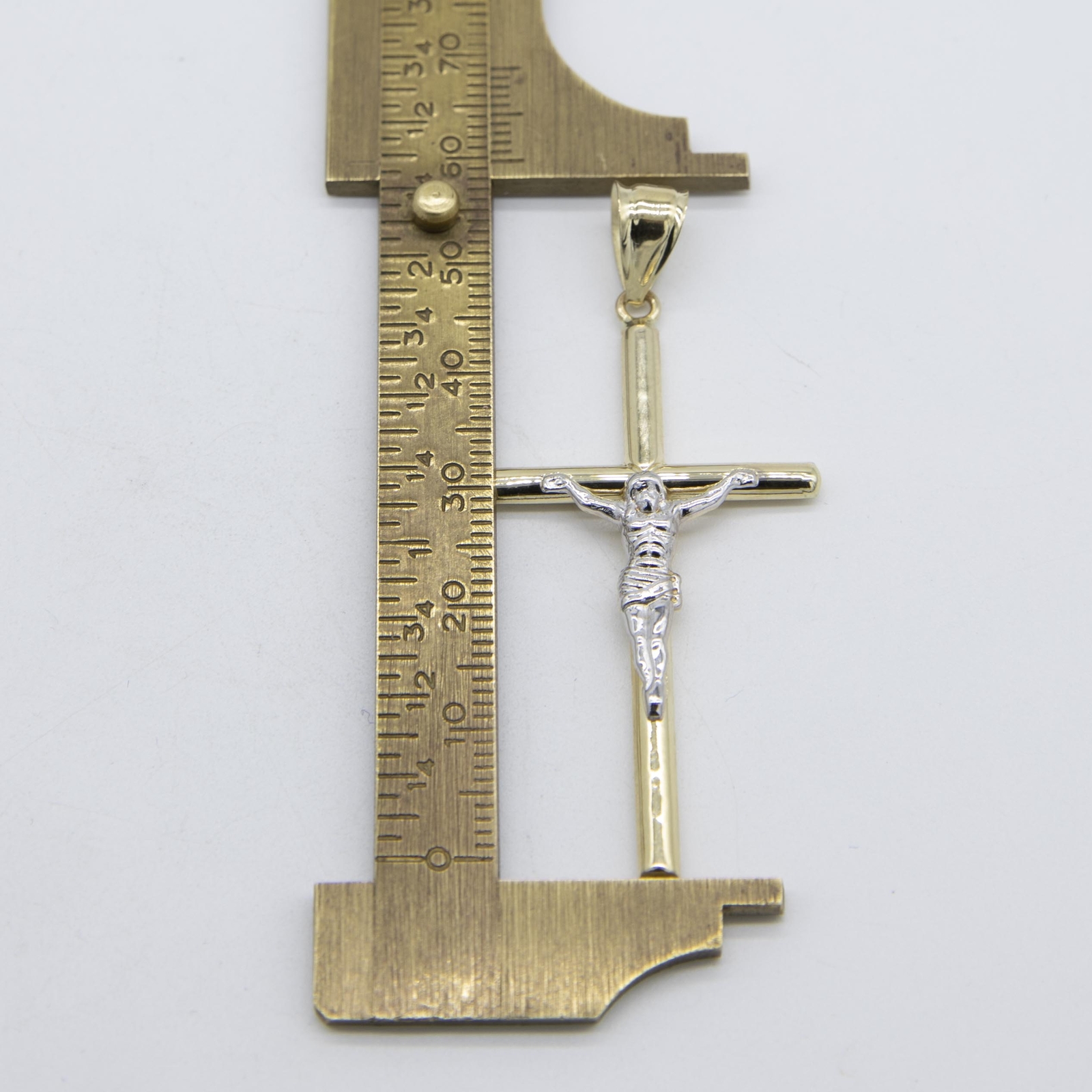 2 1/4″ Jesus Crucifix Cross Pendant Real 14K Yellow White Gold