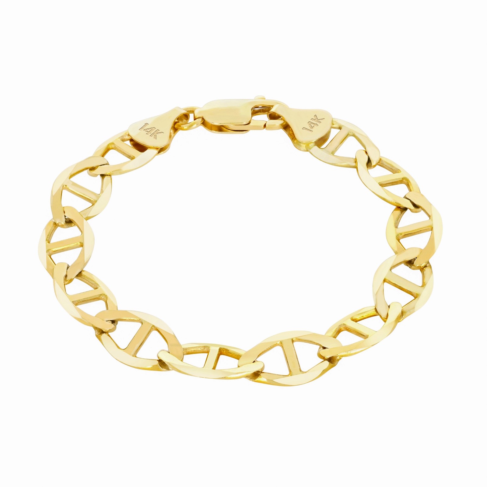 14K Yellow Gold Solid 2mm-7.5mm Mariner Anchor Chain Necklace Bracelet 7″- 30″