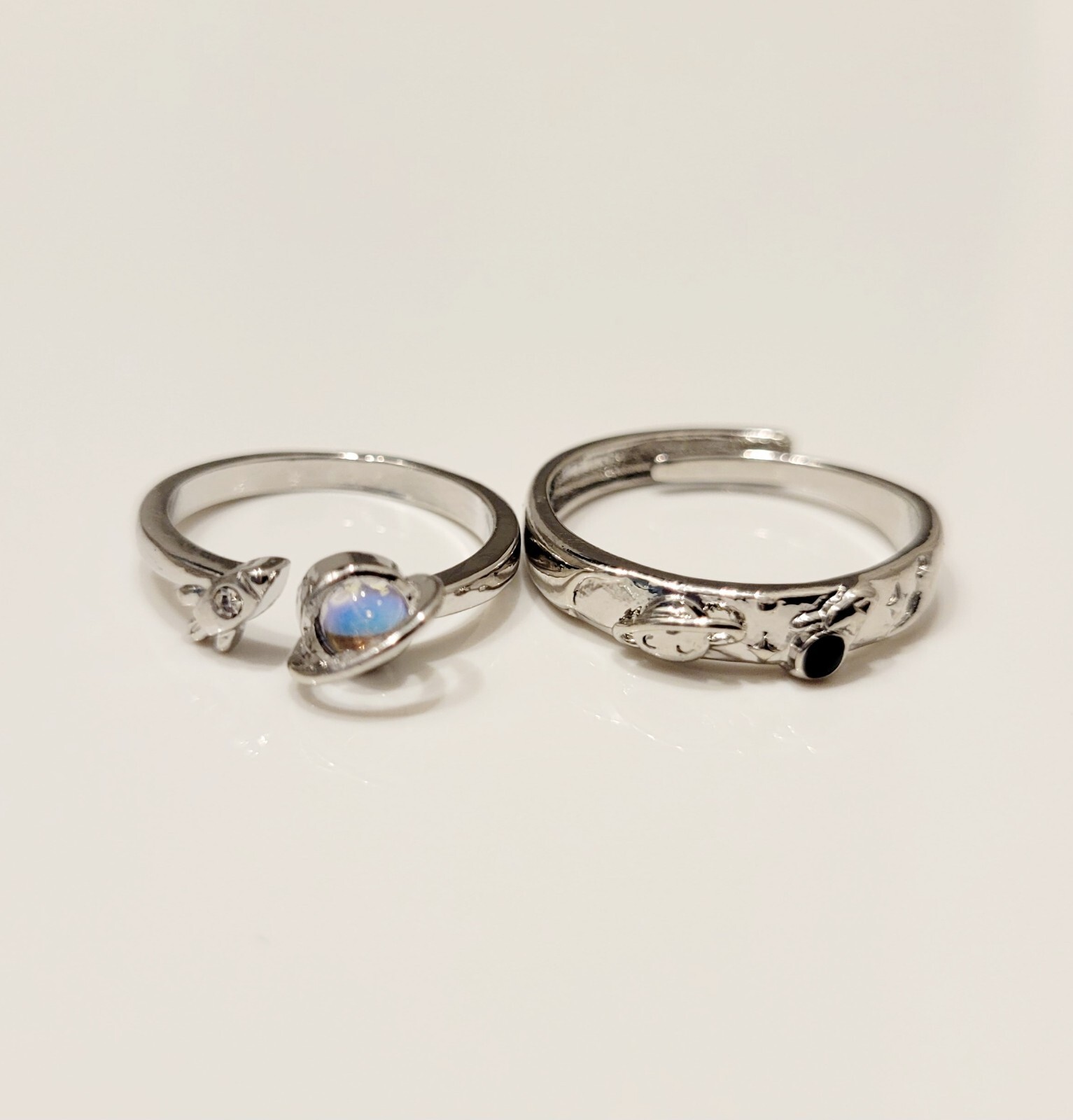 Matching Rings For Couples Boyfriend Girlfriend Gift Promise Rings Space Saturn