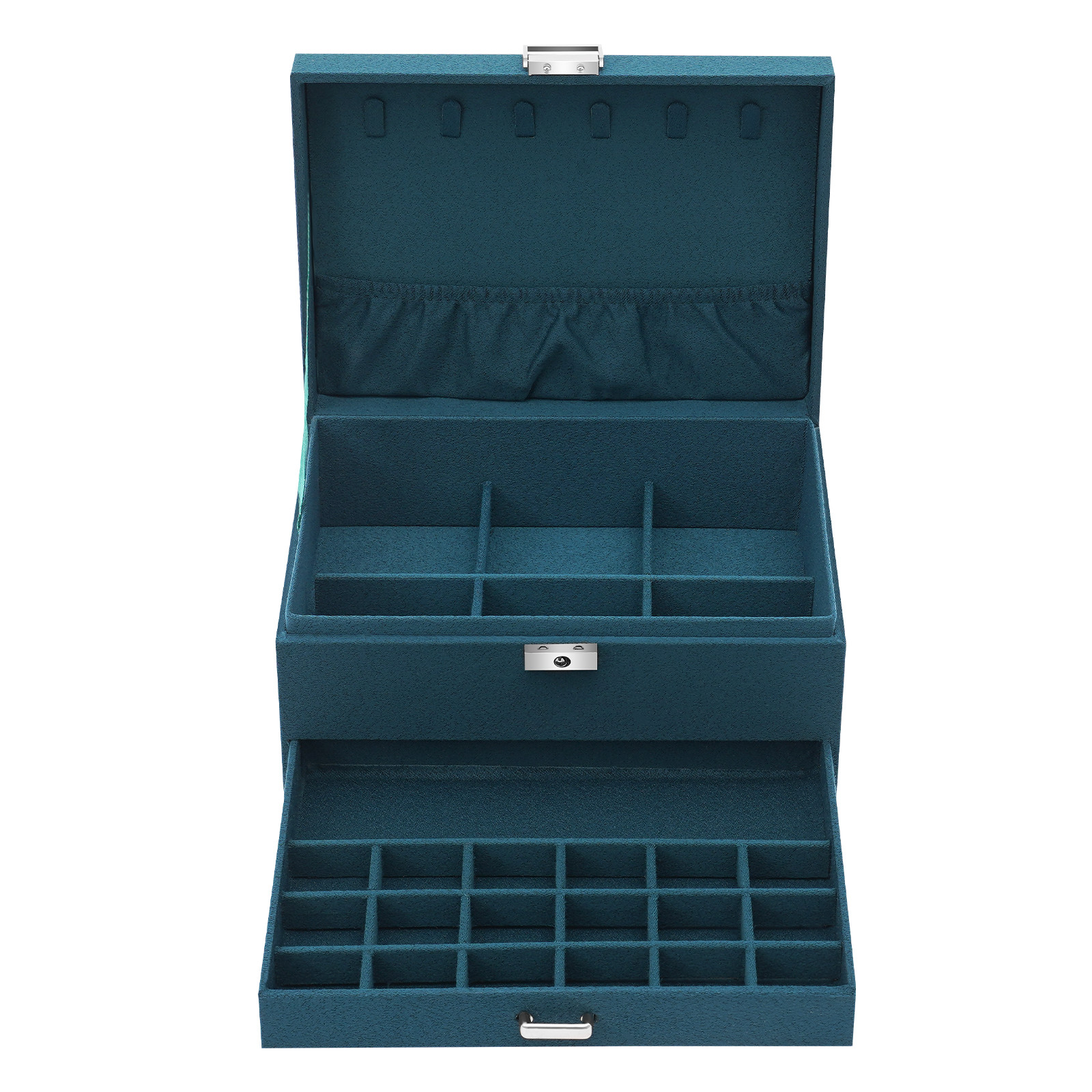 3 Layers Jewelry Box Organizer Large Capacity Ring Earring Necklace Storage New
