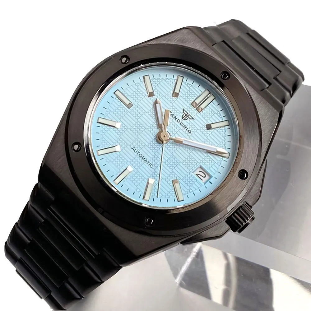 Tandorio Engineer Style Men’s Mechanical Watch For Japan NH35 Black PVD Case