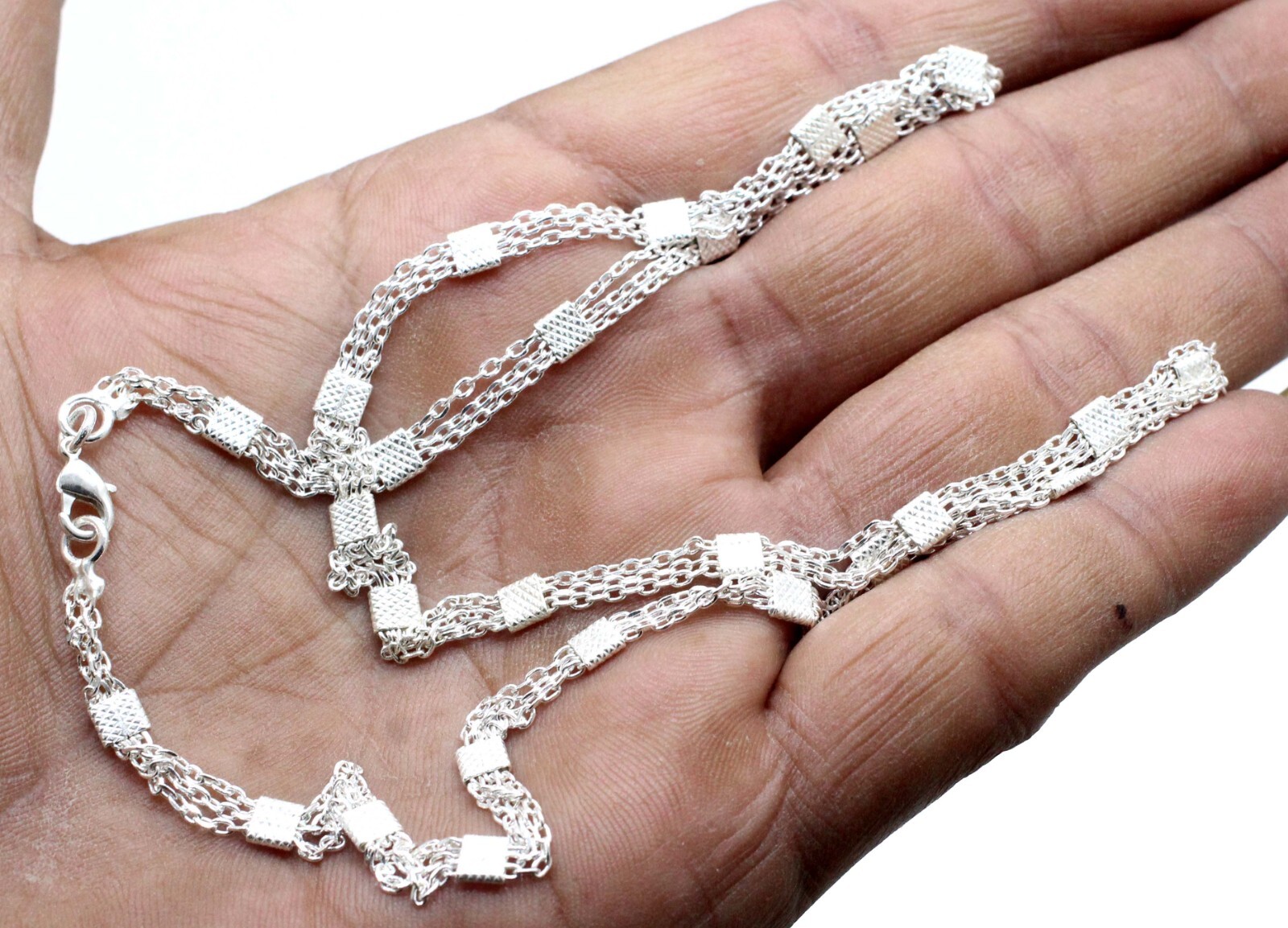 925 Sterling Silver Handmade Jewelry Beautiful Adorable Chain Necklace S-20-22″