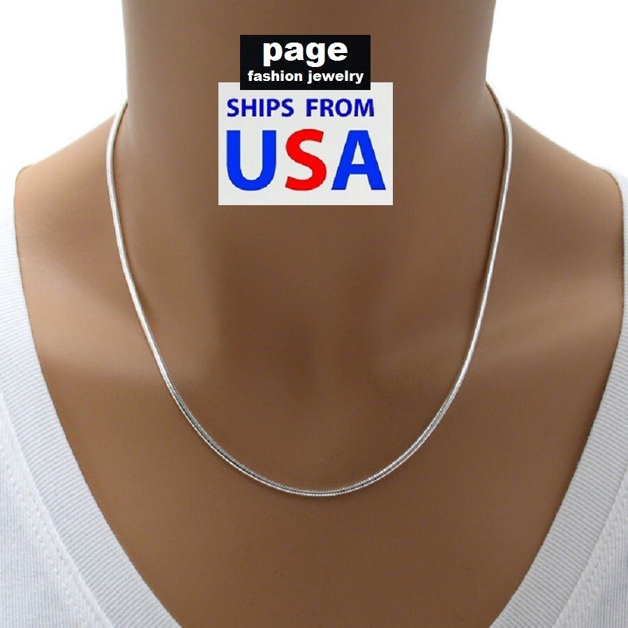 USA Seller- 925 Sterling Silver 2mm Snake Chain 18″ 20″ 24″ Necklace Jewelry