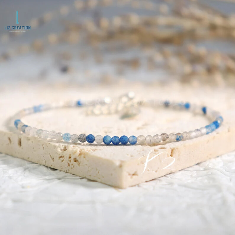 Dainty K2 Gemstone Bracelet, Tiny K2 Beaded Bracelet, Crystal Natural Stone