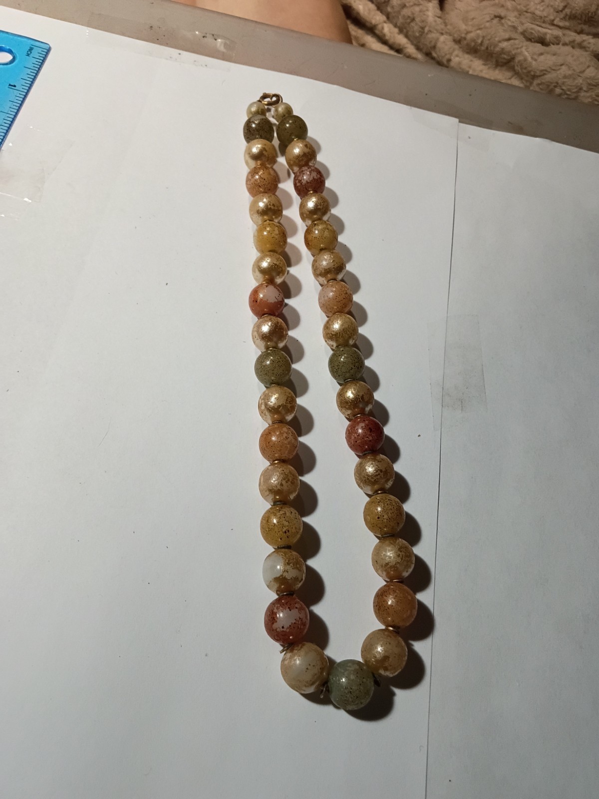Multicolor Stone Round Beaded Necklace Ball/Bead Chain Clasp Closure