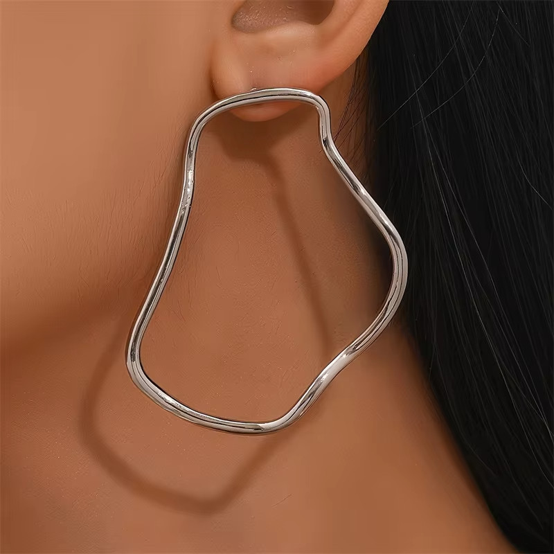 Exaggerated Silver Tone Statement Earrings European American Style Women Gift