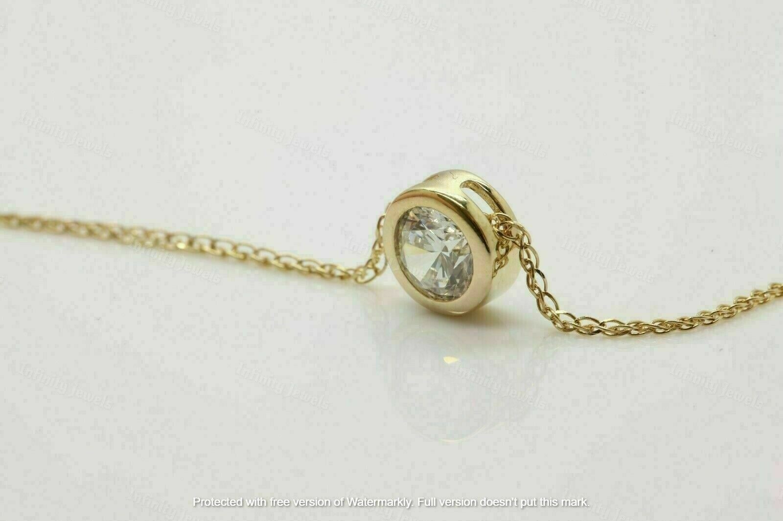 2.00Ct Round Diamond Solitaire Bezel Set Pendant Necklace 14K Yellow Gold Finish