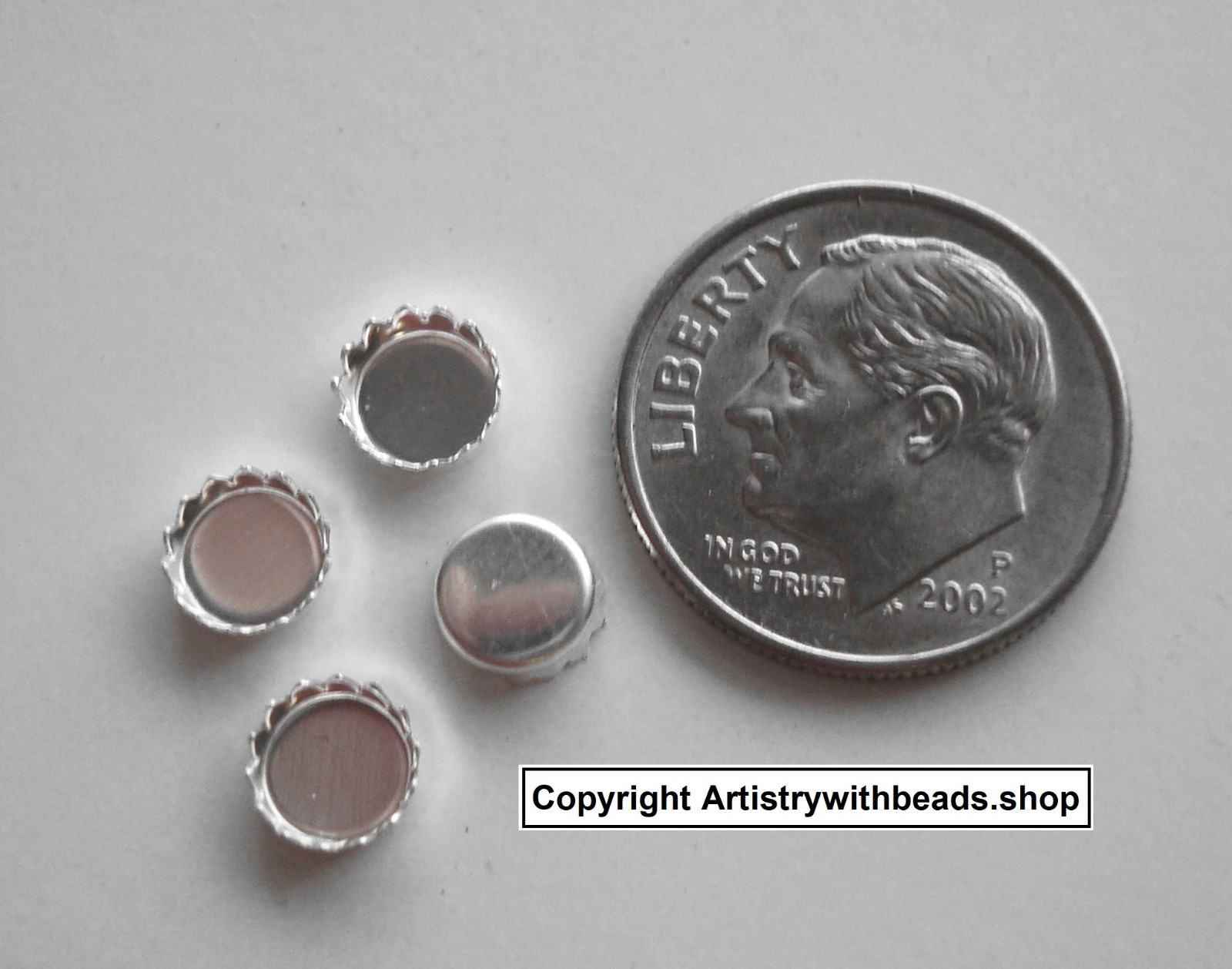 Sterling Silver 5mm Bezel cups 4 round machine made serrated edge bezels BC005S