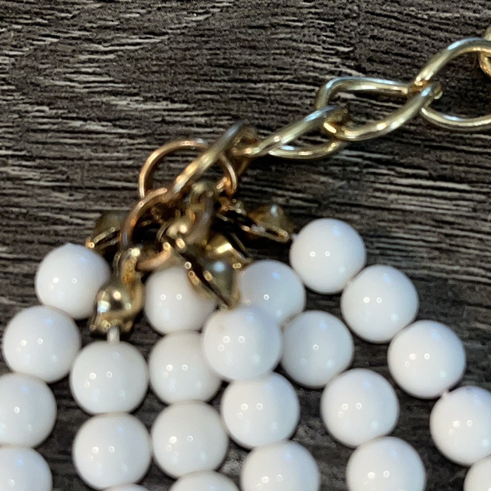 Vintage MCM White 7 Strand Chunky Statement Necklace BIB 30in Long Acrylic Beads