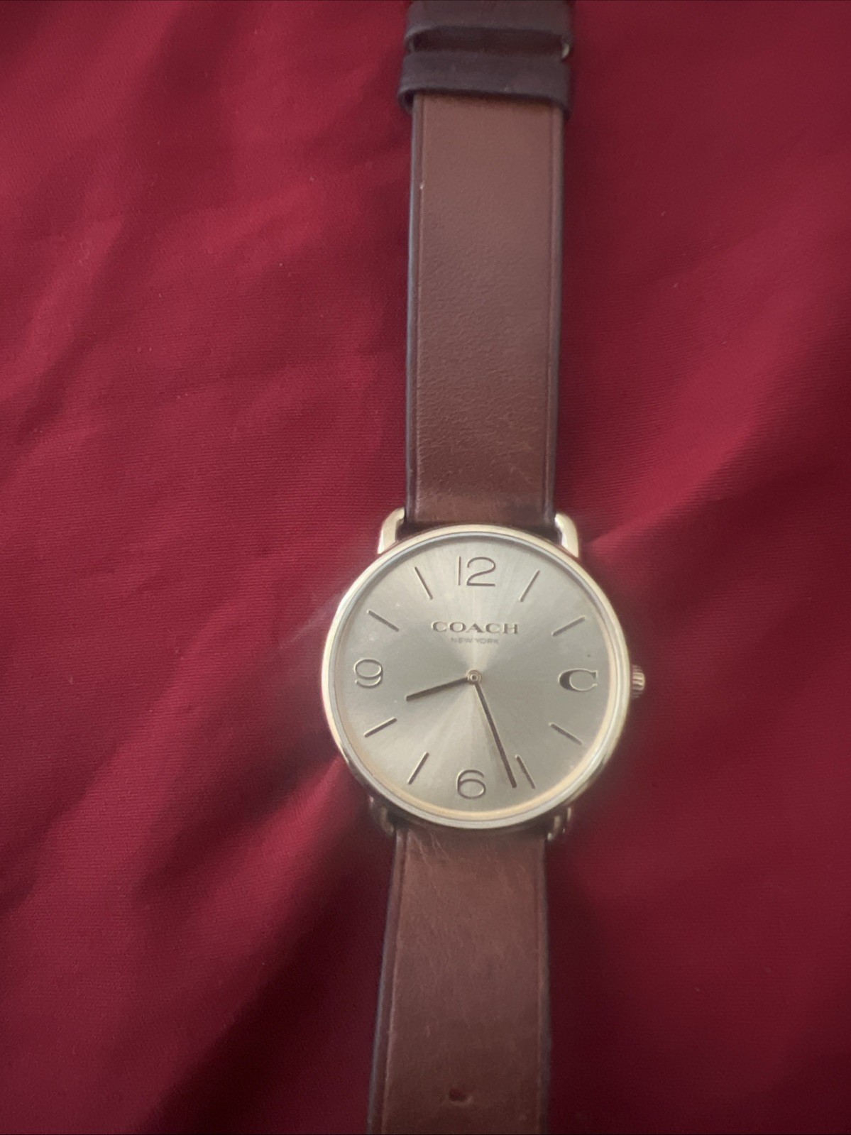 COACH New York Women’s Quartz Analog Watch Gold Dial/Case Green Leather 28mm