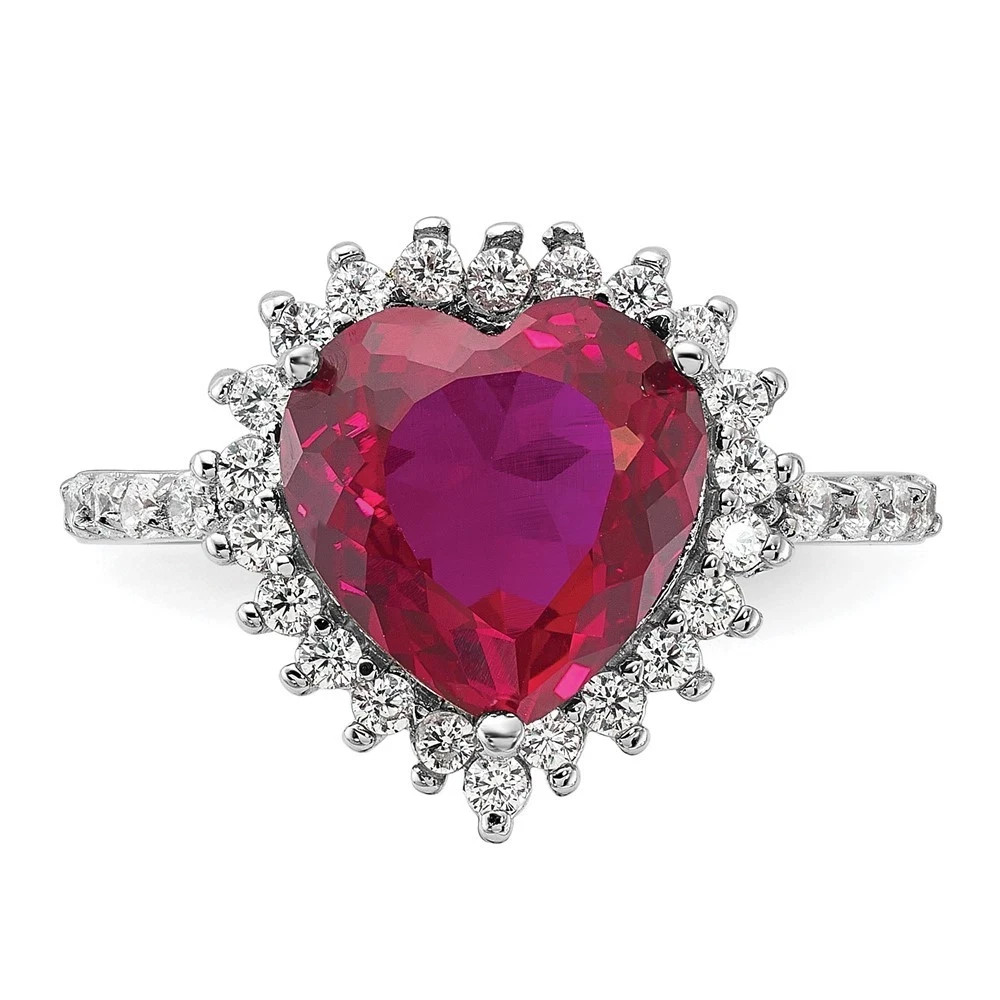 4.00 Ct Heart Cut Natural Ruby Diamond Engagement Ring 14K Solid White Gold 6