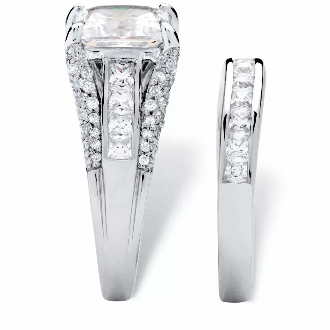 PalmBeach Princess-Cut Cubic Zirconia Ring in Platinum-plated Sterling Silver