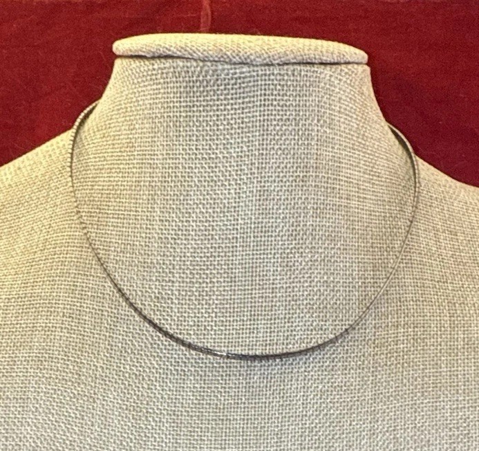 VTG AGI 8g 3mm 925 Sterling Silver Fancy 15” Omega Italian Design Flat Necklace