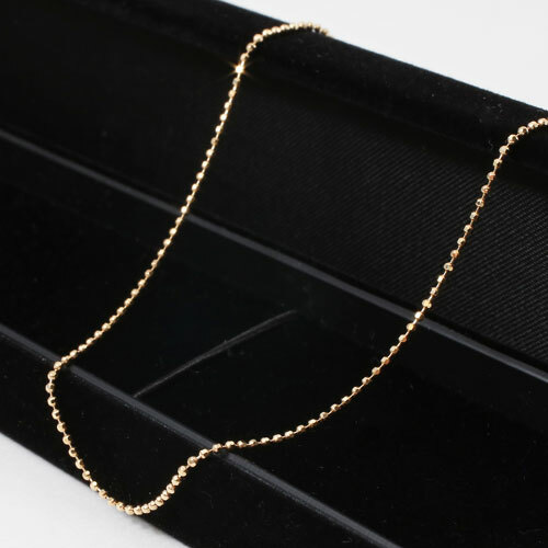 18K Solid Yellow Gold 0.9mm 8-sided Ball Chain Necklace Adjustable 17.75″ Japan