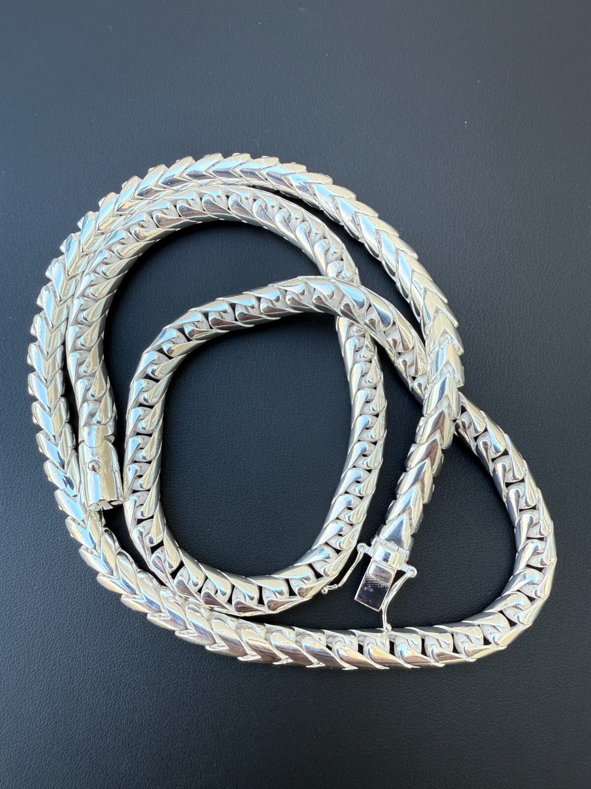 Real Solid 925 Silver Round Franco Chain 5-7mm Necklace Handmade W. Box Clasp