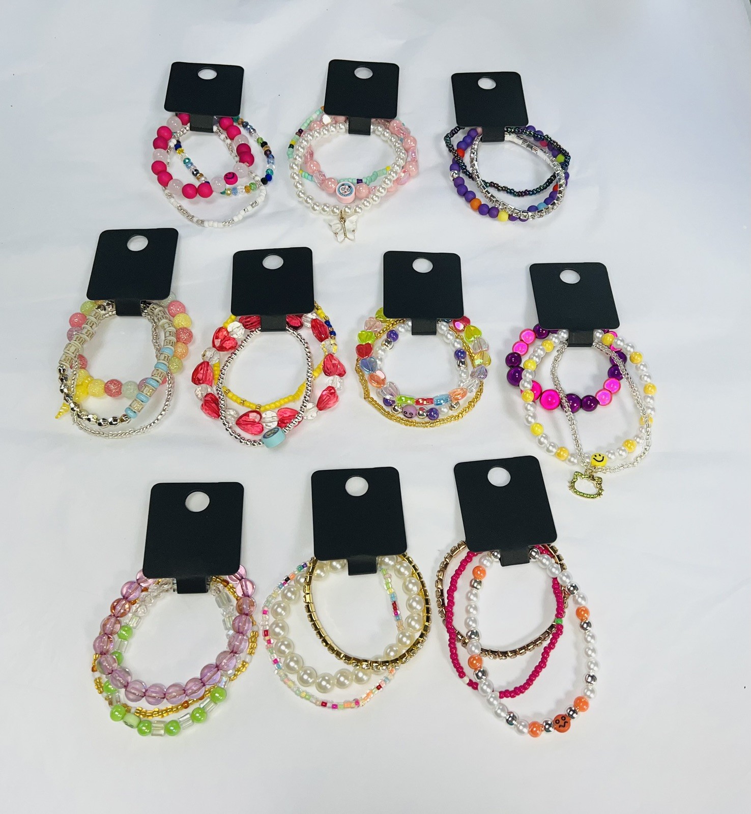 30 x Handmade Pretty Kids & Teens BRACELETS Party Bags 10 Packs Of 3 Z
