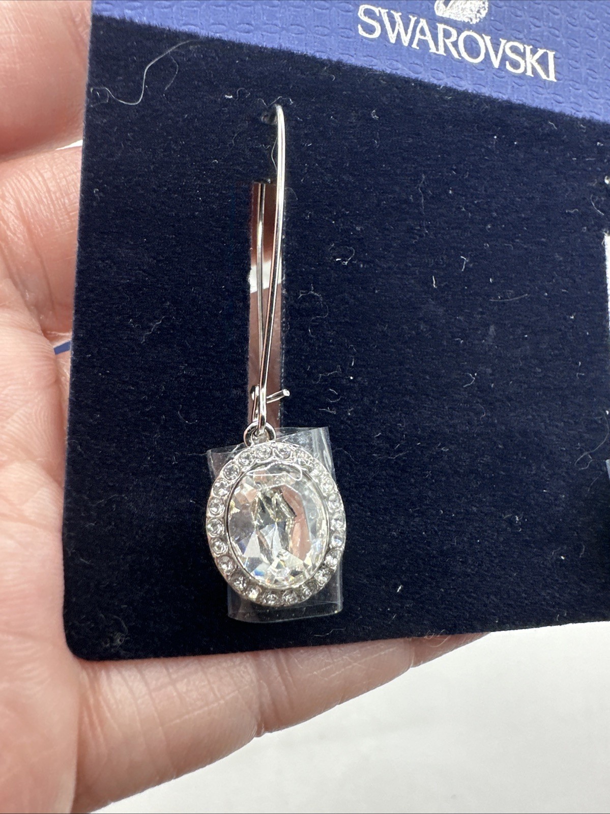Swarovski Dangle Drop Earrings 2” Crystal Rhodium Plated Still Wrapped NIB