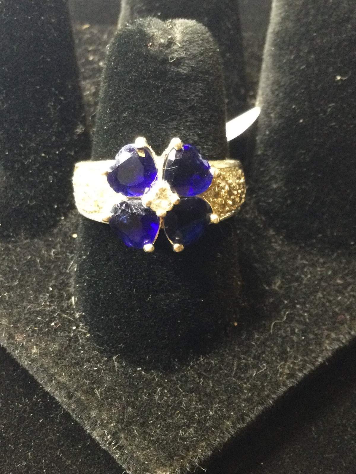 Sterling Silver Blue Stone Four Leaf Clover Setting Ring Size 7.5in