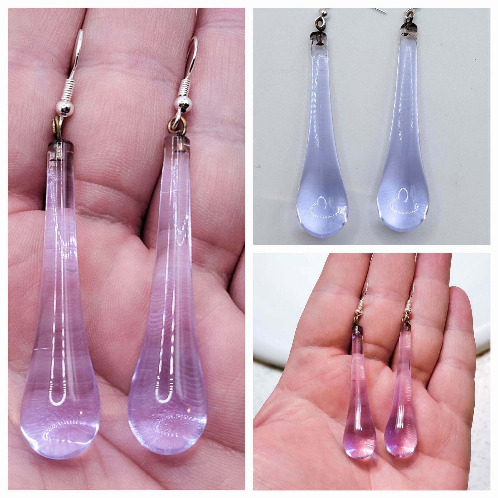 Sterling Neodymium Glass Earrings Alexandrite Glass Murano Glass Drops