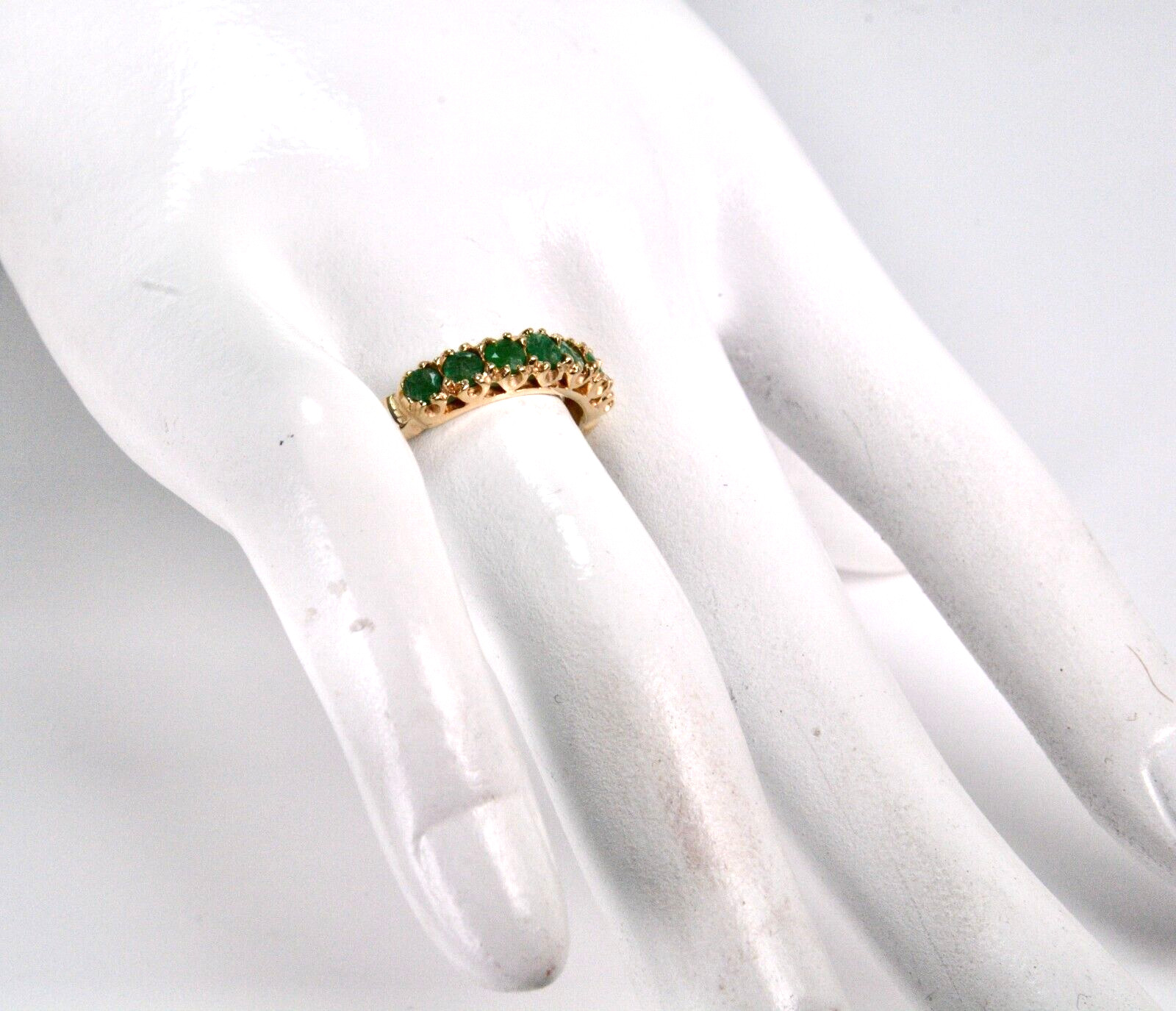 .50ctw Round Cut Emeralds Prong Set Wedding Ring 14k Yellow Gold Size 7.25
