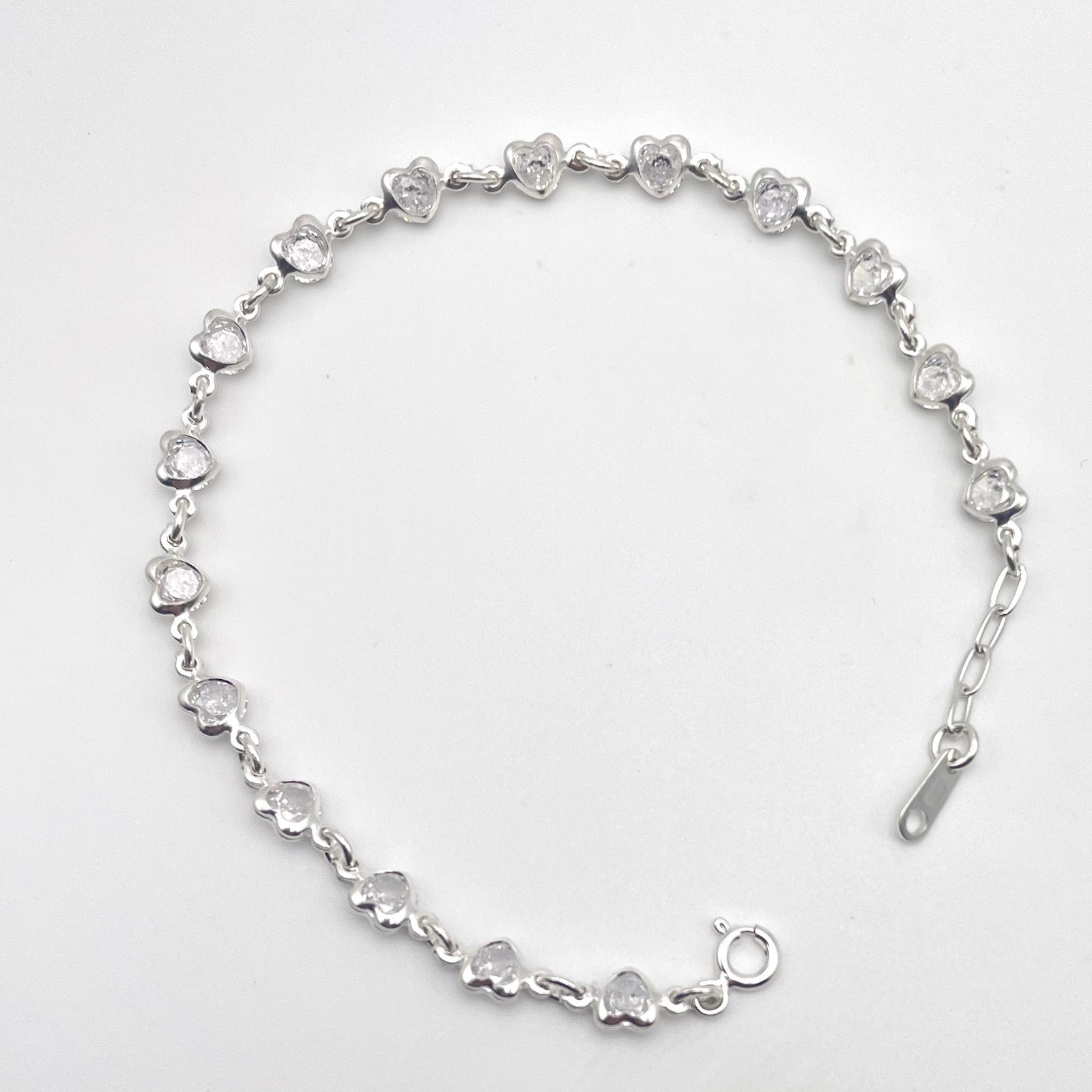 925 Sterling Silver Linked Hearts Bracelet – Adjustable 7.5-8.5in