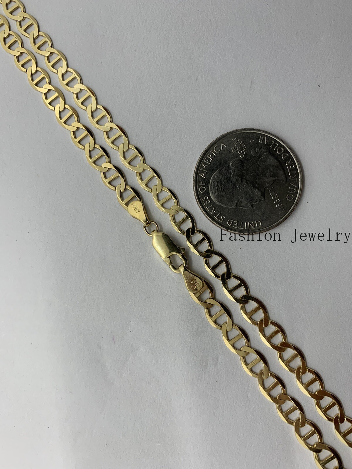 10K Solid Yellow Gold Anchor/Mariner Link Chains Necklace Men’s/Women’s 3.2-6mm