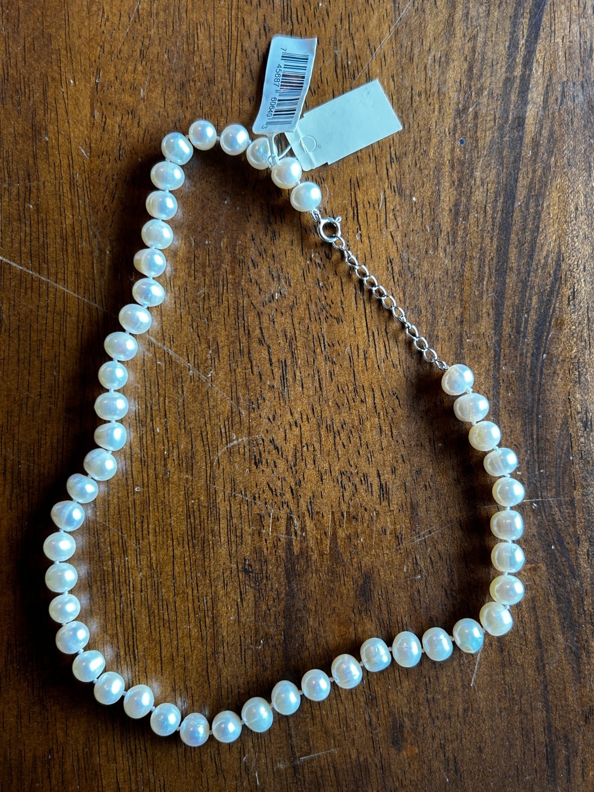 Macy’s sterling silver cultured pearl necklace – 18″