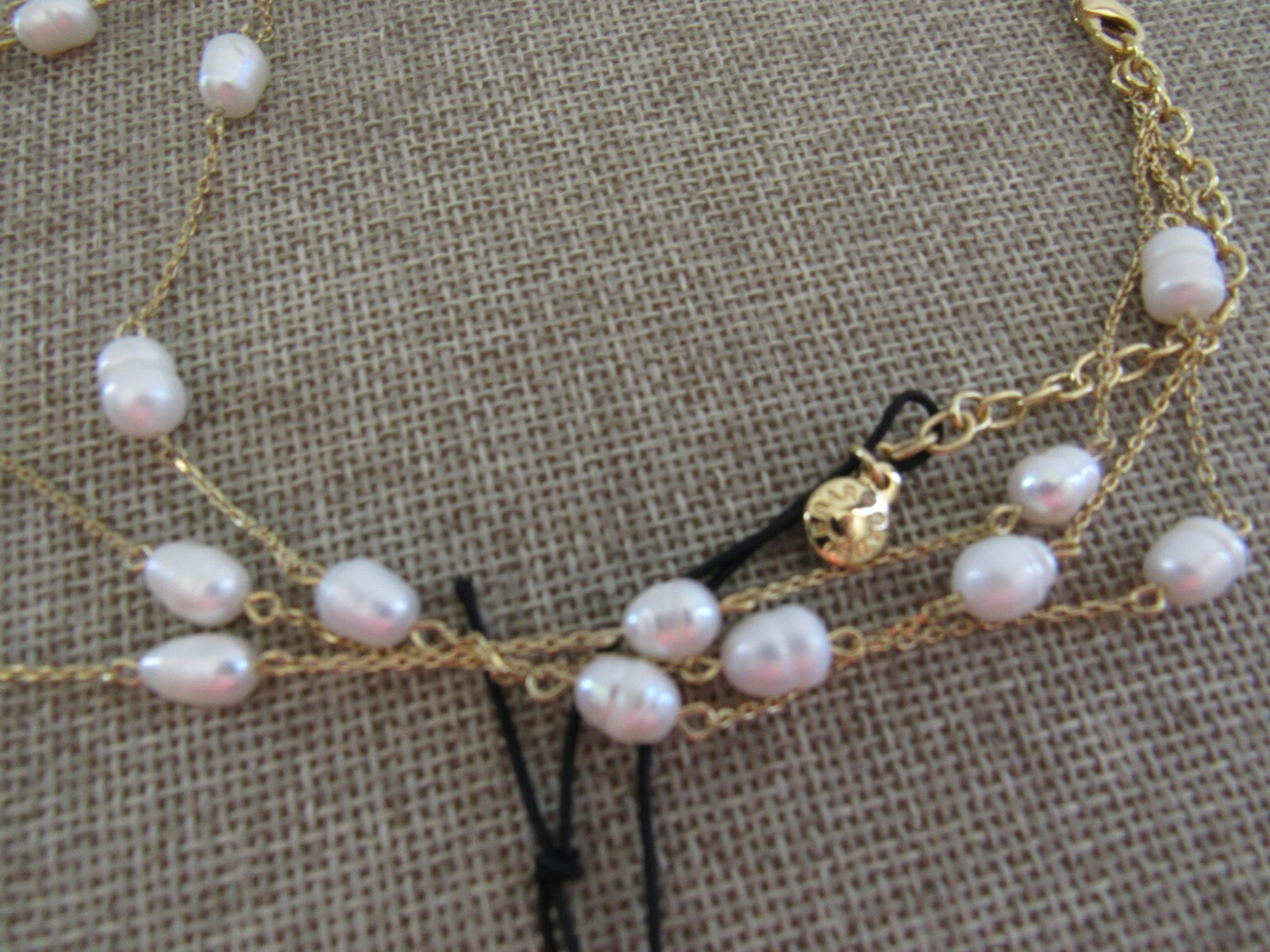 BaubleBar chain faux pearl station layered Y necklace gold tone