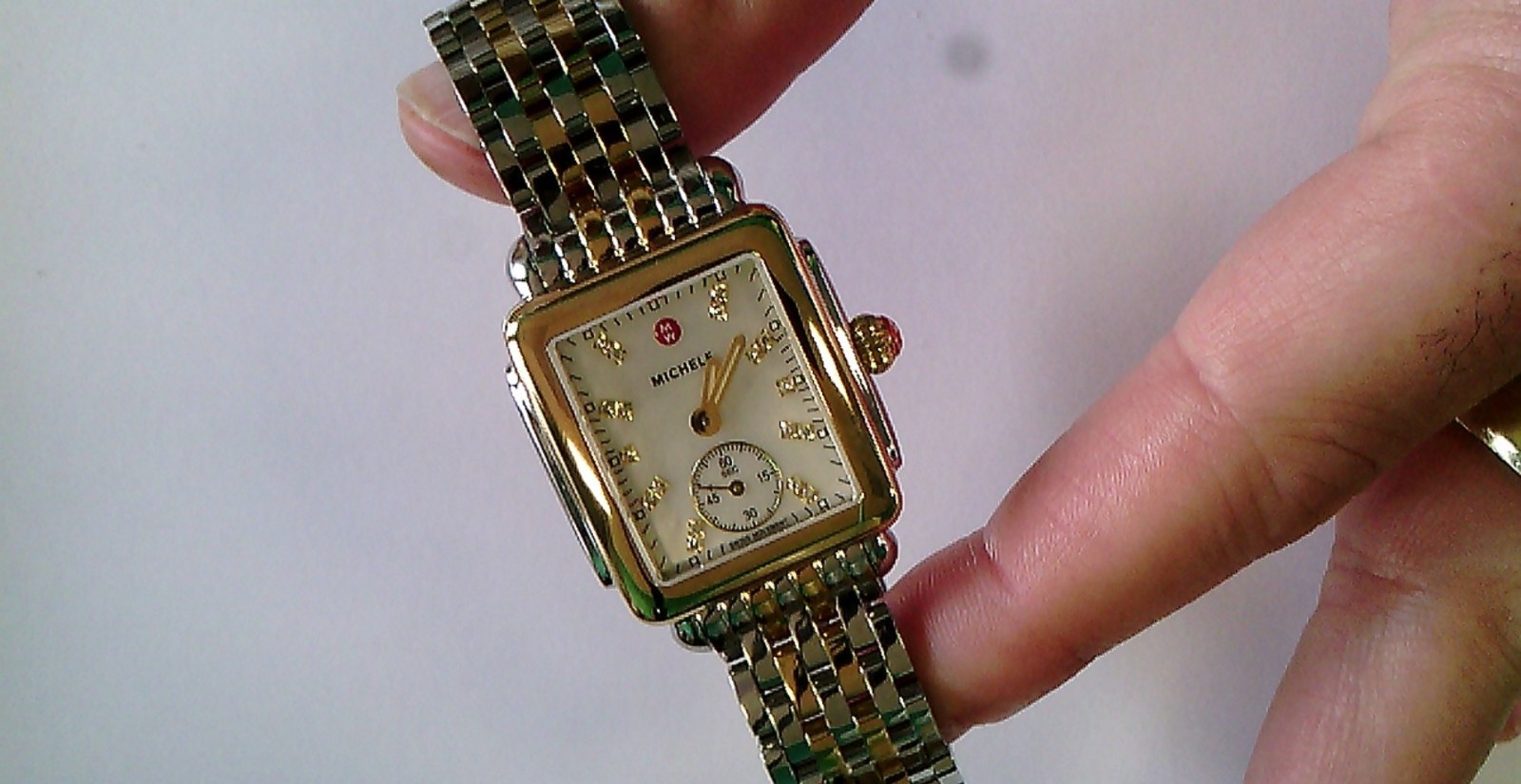 Michele Deco TRH 1969035 .08 ct tw Two Tone Watch. DOES NOT WORK. READ LISTING.