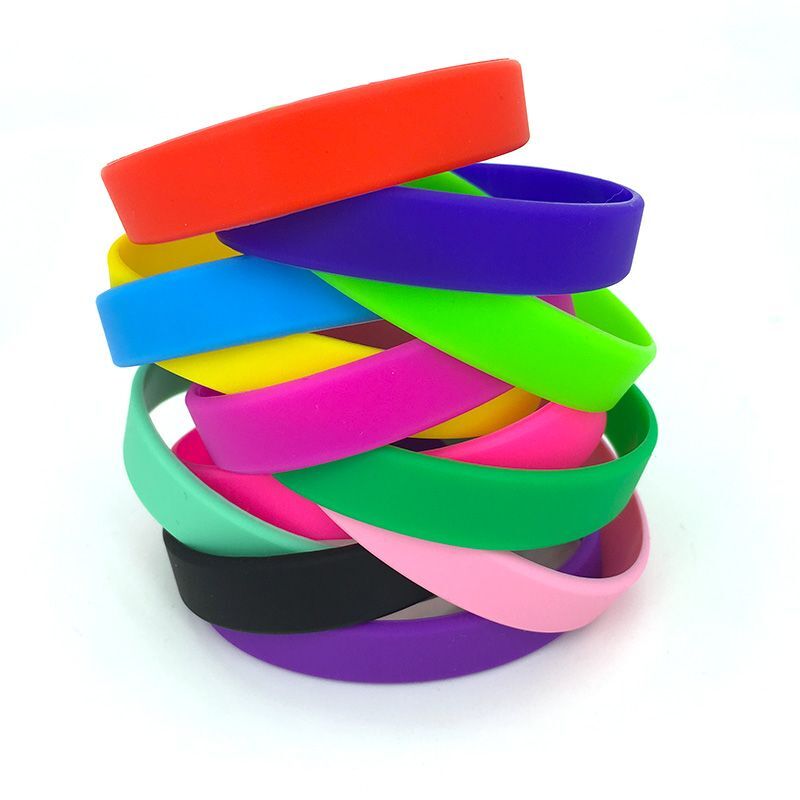 10 Pcs Silicone Rubber Bracelet Solid Wristband, Blank Rubber Band, Multicolor