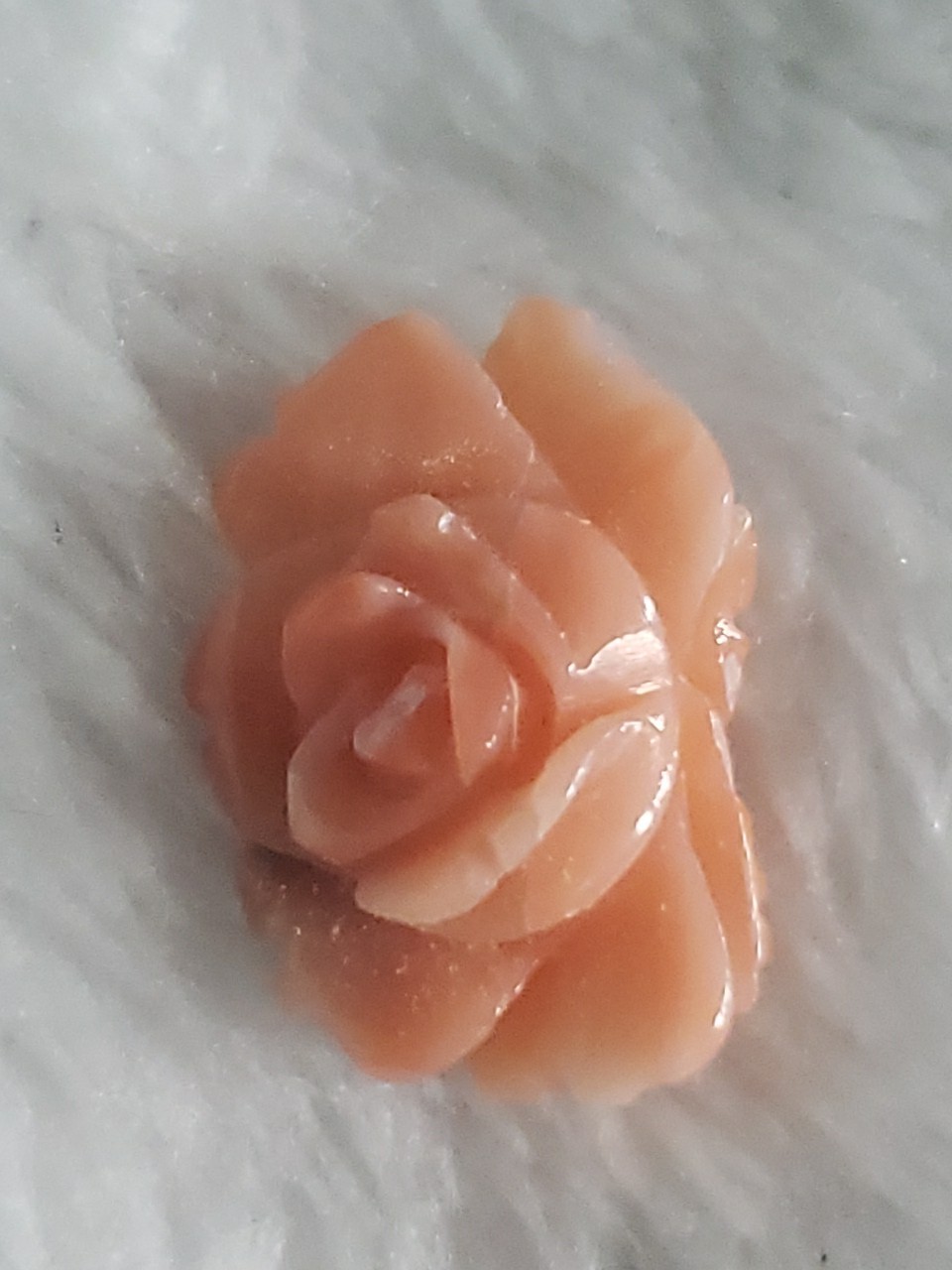 Vintage Hand Carved Pink Coral Floral Rose Loose Gem Jewelry Projects 15mm