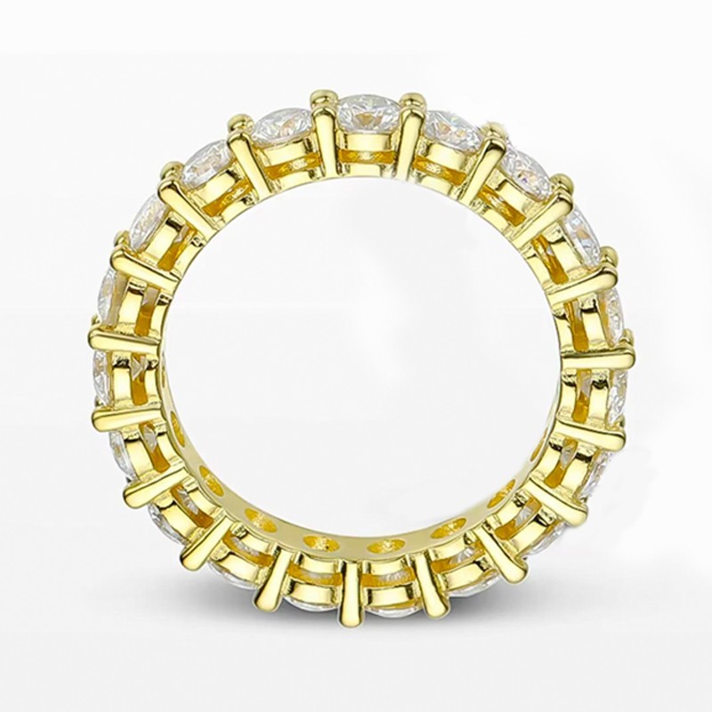 D Color Full Moissanite Ring Eternity Band S925 Silver 18K Yellow Gold Plated
