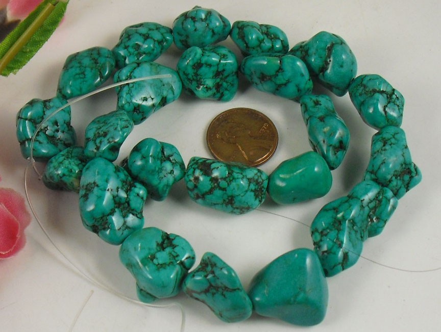Green /turquoise/matrix Howlite nuggets/15-20mm(A558-w3.5)