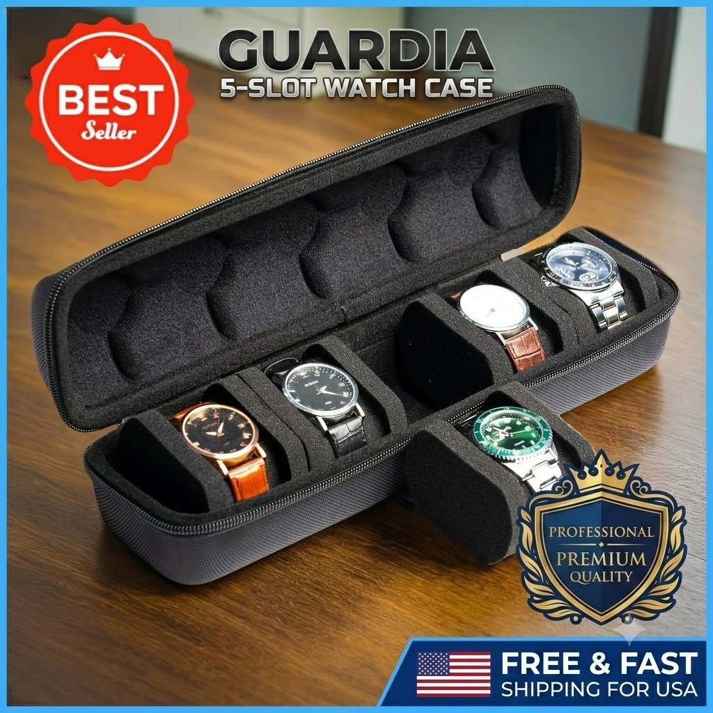 5 Slot Watch Case Hard Shell Travel Organizer Storage Box Bag Pouch Smartwatch