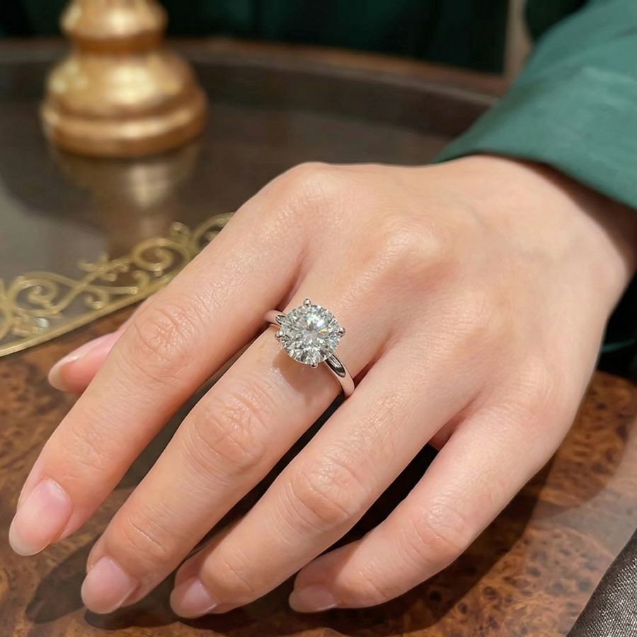 3.00Ct Round-Cut VS1 Lab Grown Diamond Wedding Engagement Ring 14k White Gold