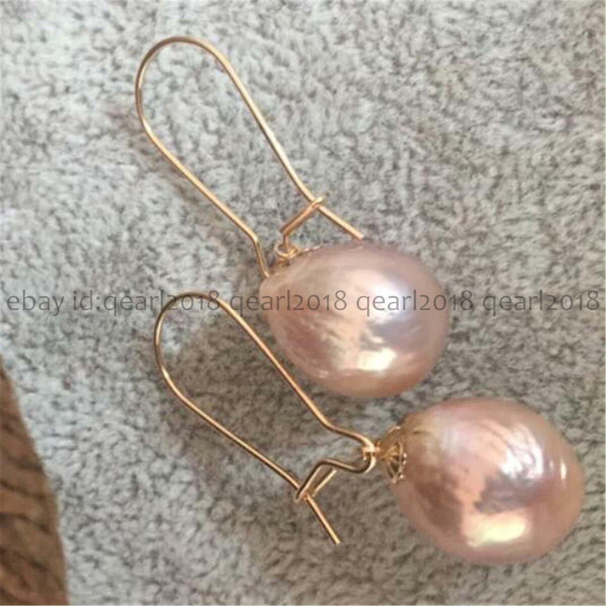 10-11mm Natural Baroque Pink Edison Keshi Pearl Pearl Dangle Gold Hook Earrings