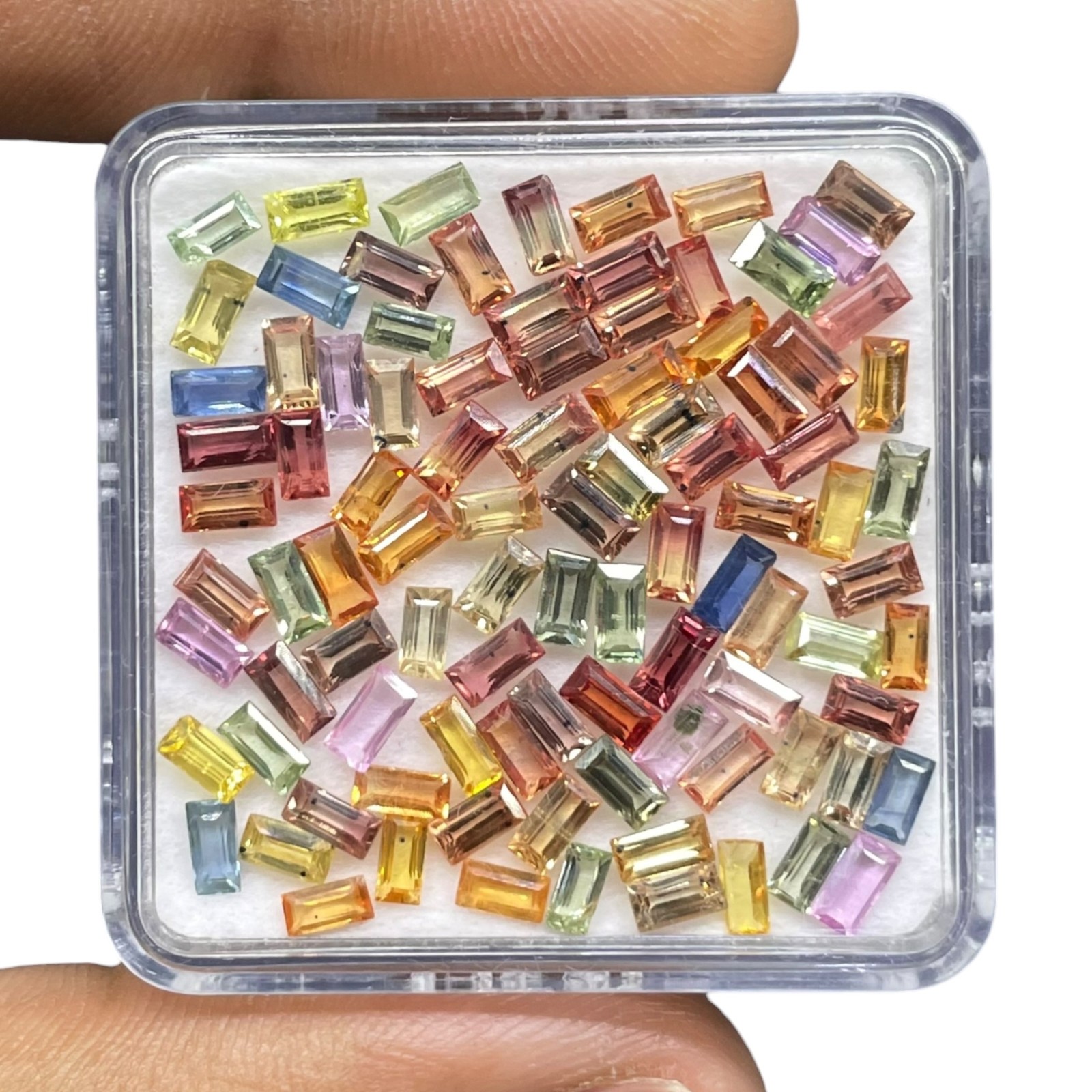 9 Pcs Natural Multi Sapphire 4x2mm Baguette Cut Dazzling Loose Gemstones Lot