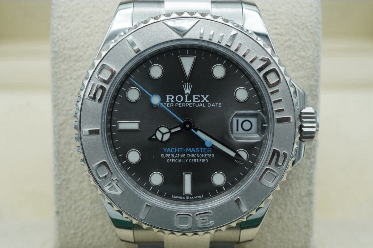 Rolex Yacht-Master Automatic Date 37mm Gray Dial Steel Bracelet Box & Papers
