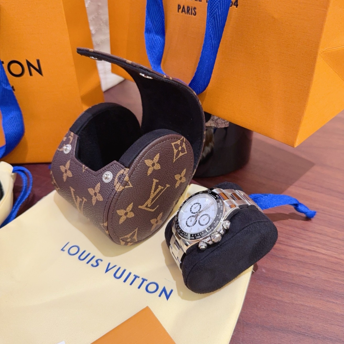 Luxury MNG Canvas Single Watch Case Roll Travel Box Pouch Designer Style