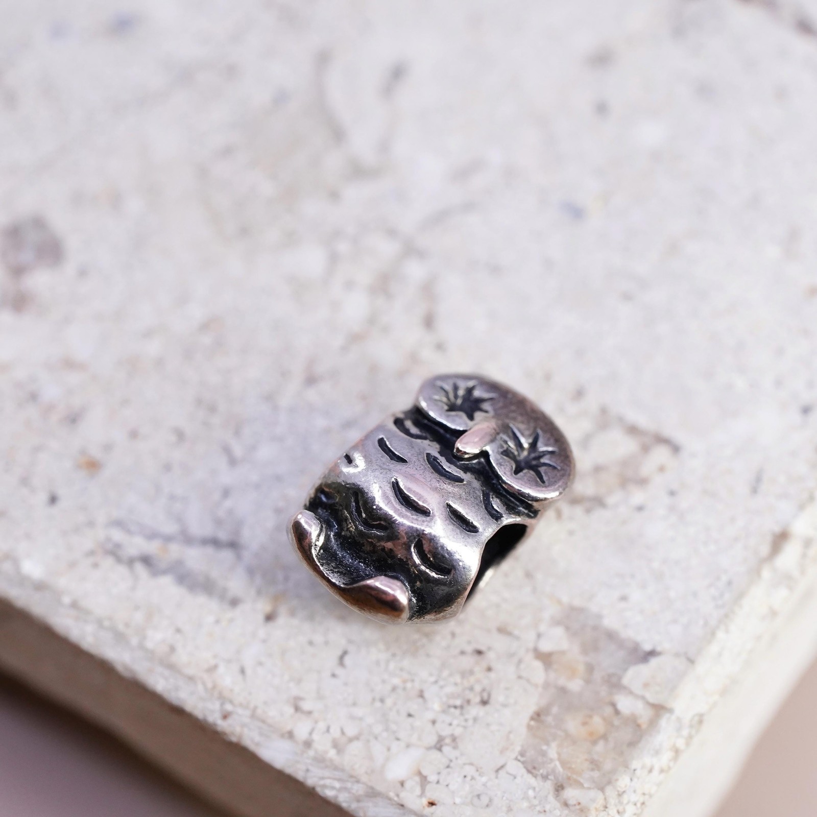 vintage copper owl bead charm, no mark