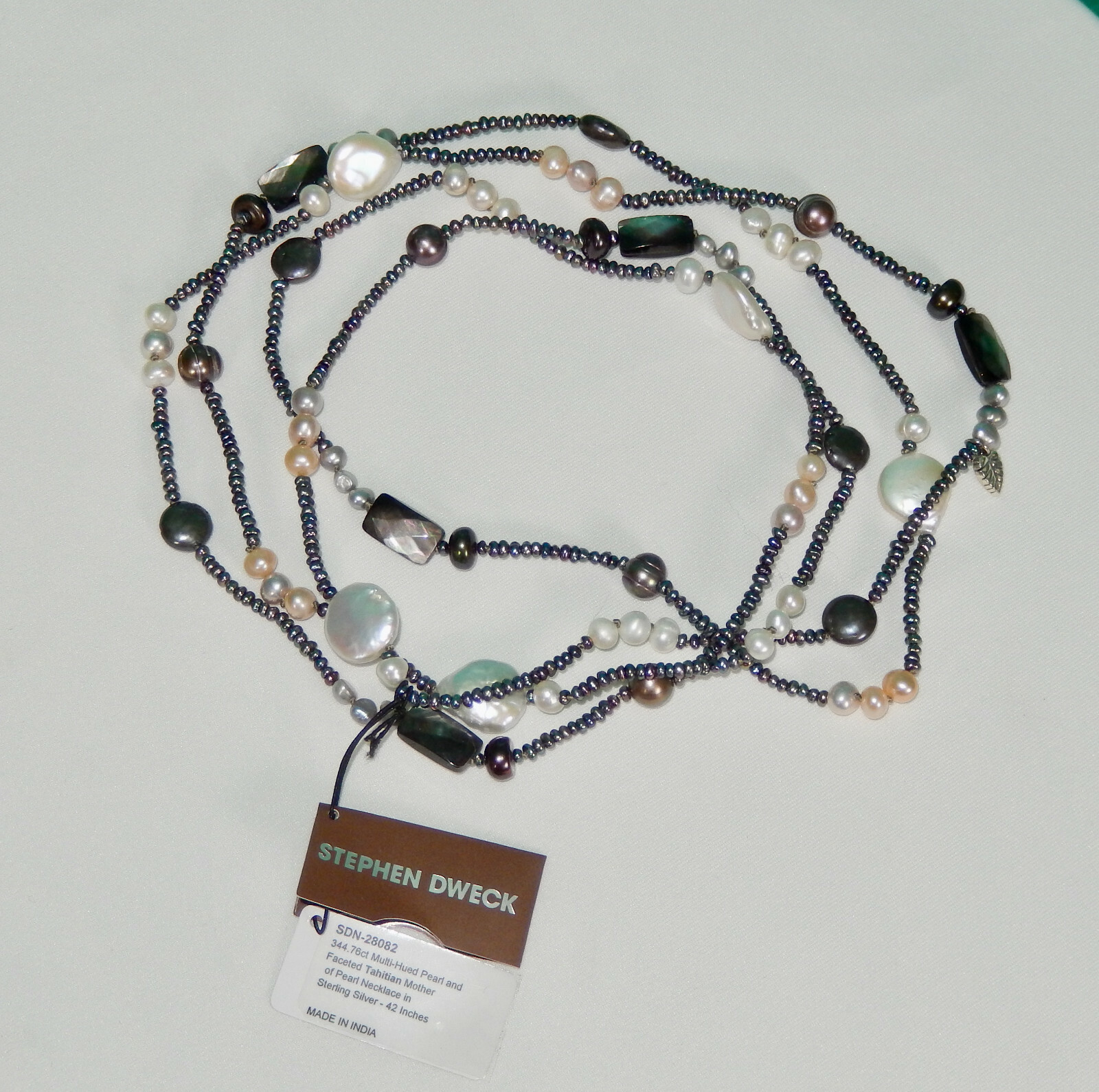 Stephen Dweck Long Station Necklace Tahitian Mother Of Pearls 42″ New