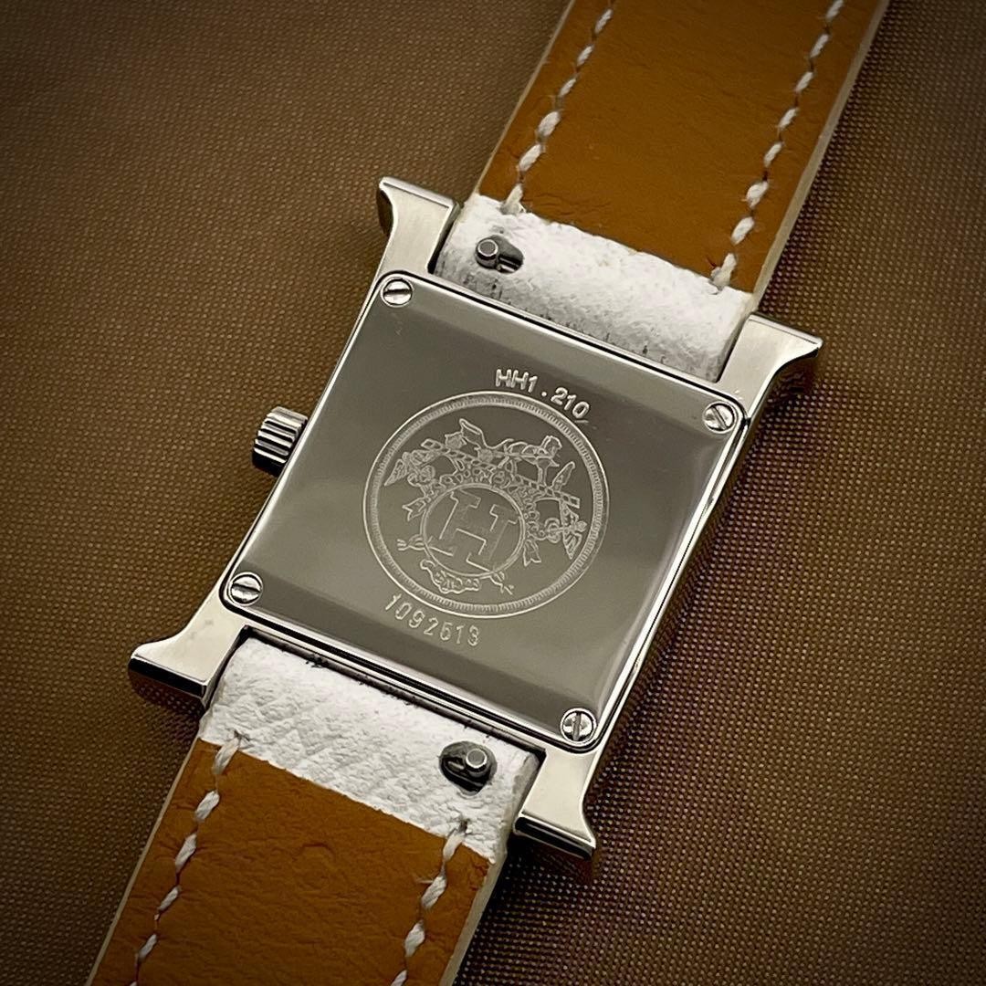 Hermes H Watch HH1.210 Double Tour Quartz White Ladies Japan 075605
