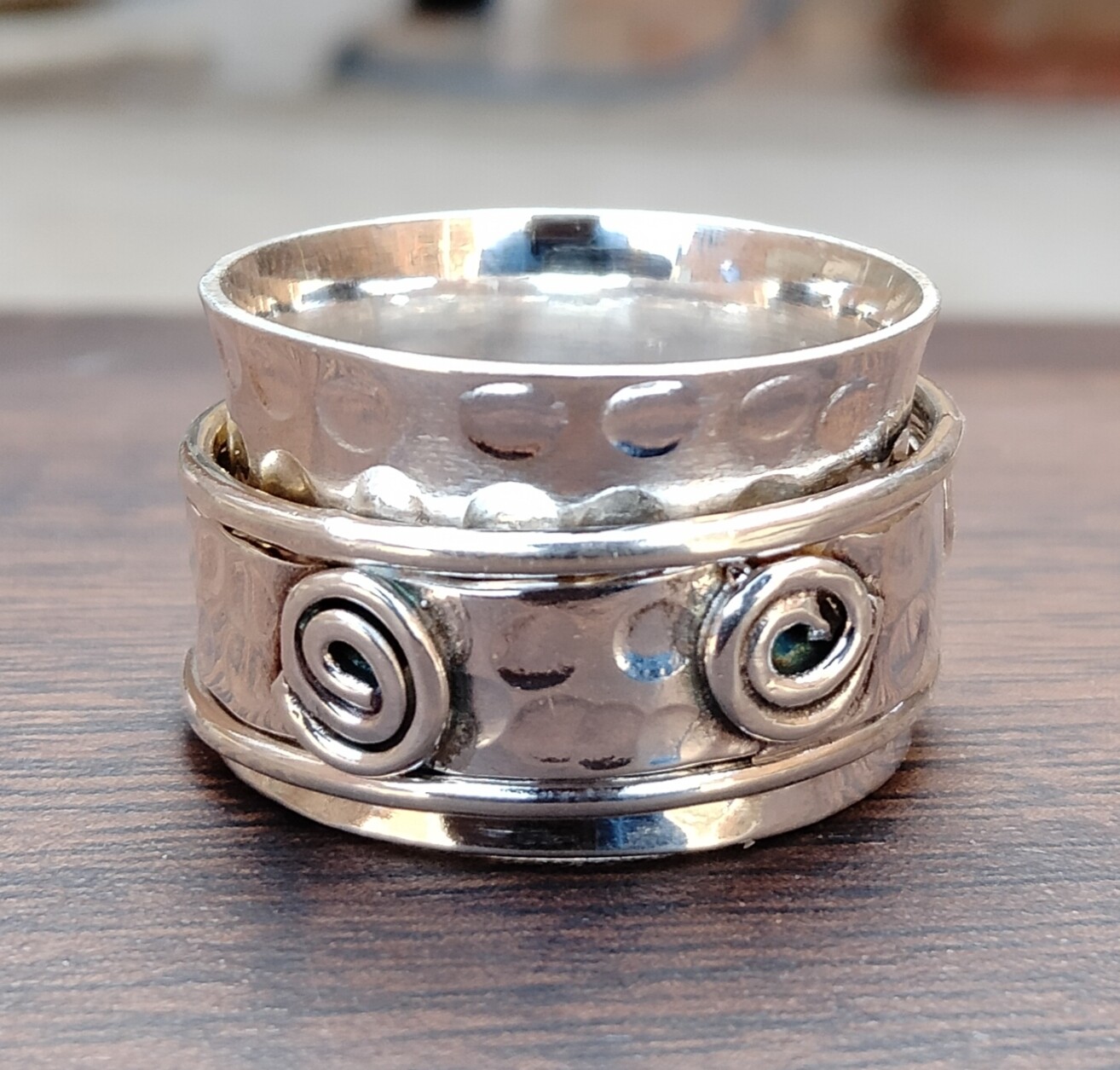 Solid 925 Sterling Silver Wide Band& Spinner Ring Handmade Ring All Size-U-55